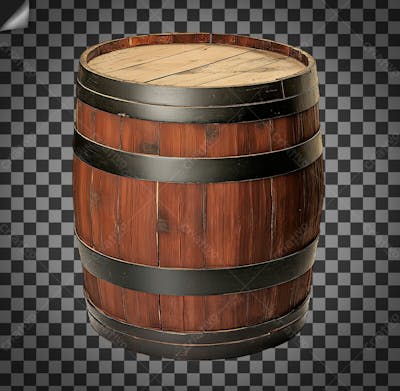 Barril 3D De Madeira Em Alta Qualidade Sobre Um Fundo Transparente