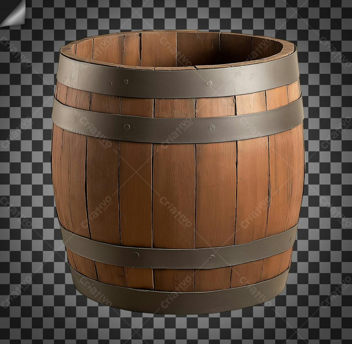 Barril de Madeira PSD Editável para Design de Cervejarias