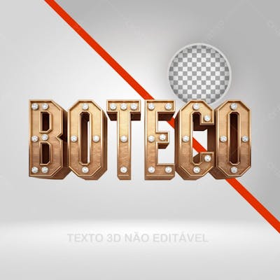 Texto 3D Boteco, Letra Dourada Com Diamantes 