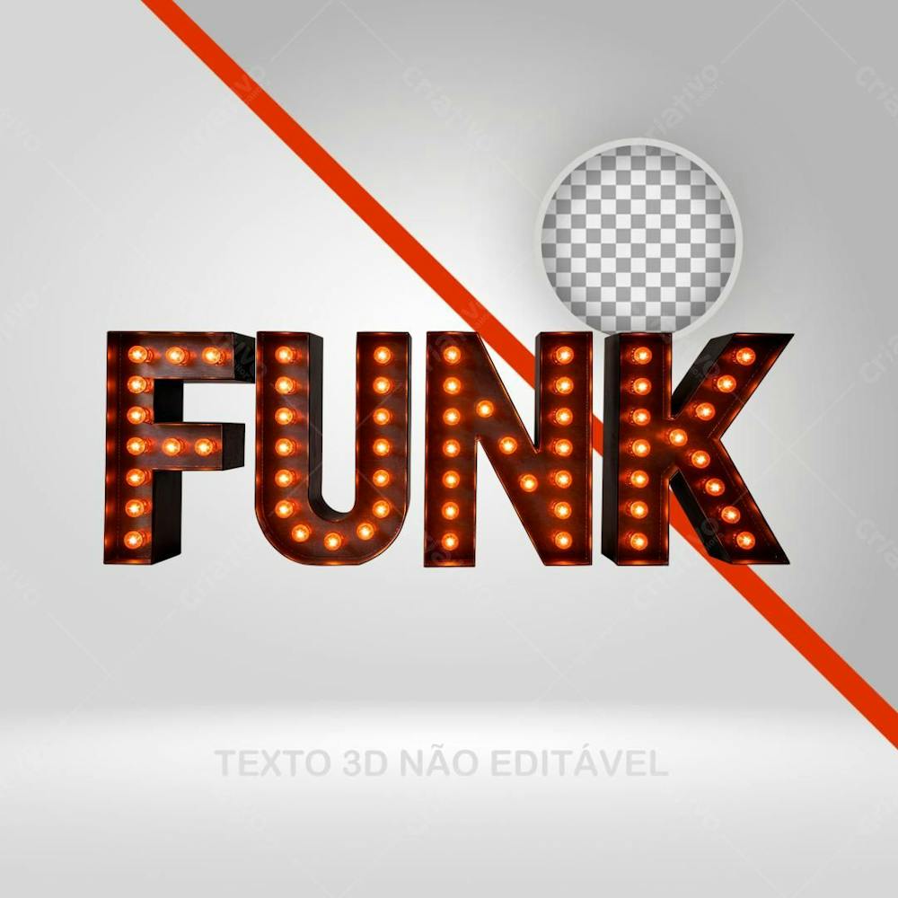 Texto 3D Com Lâmpadas Funk Metal Enferrujado Png