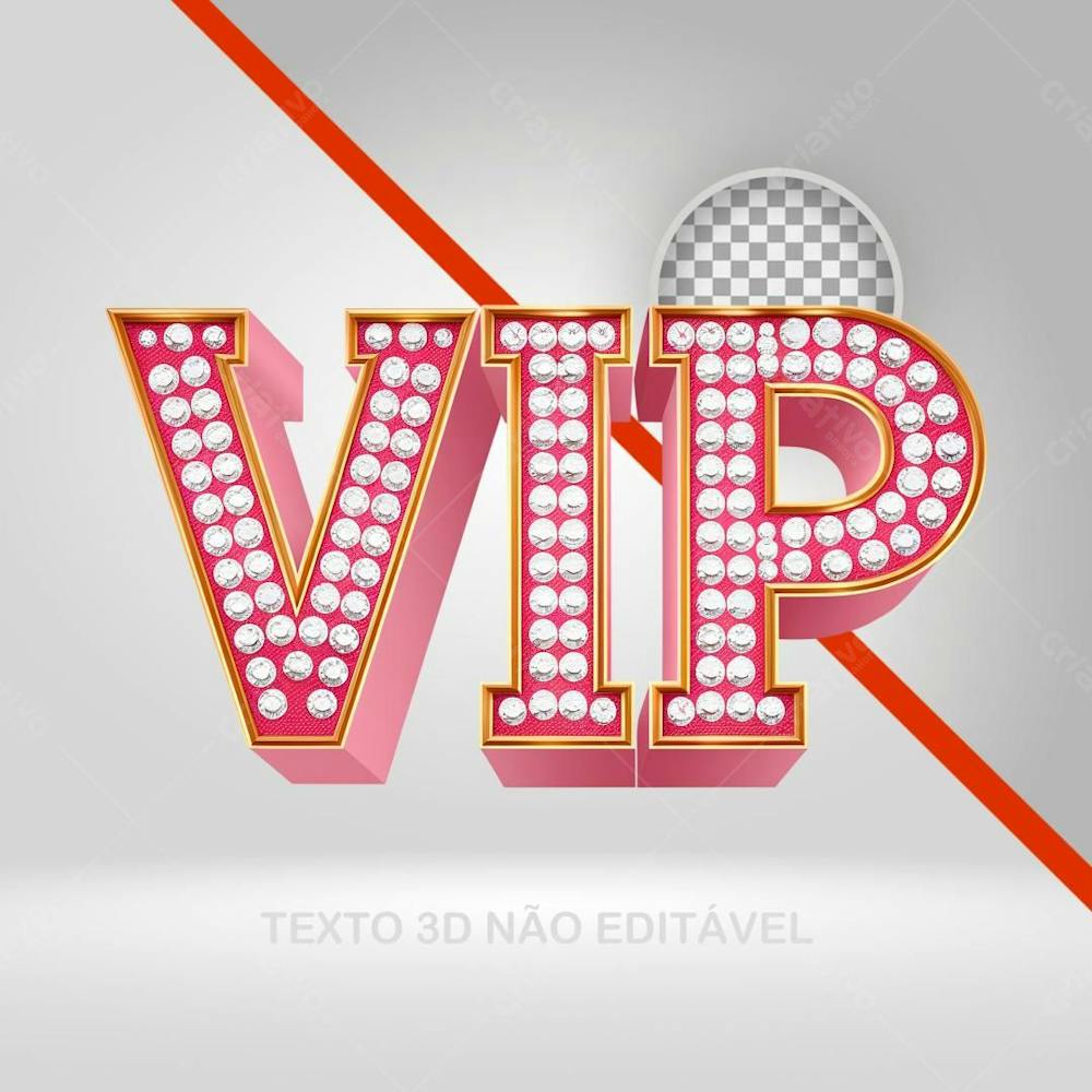 Texto 3D Vip Com Diamantes Letra 3D Texto Rosa