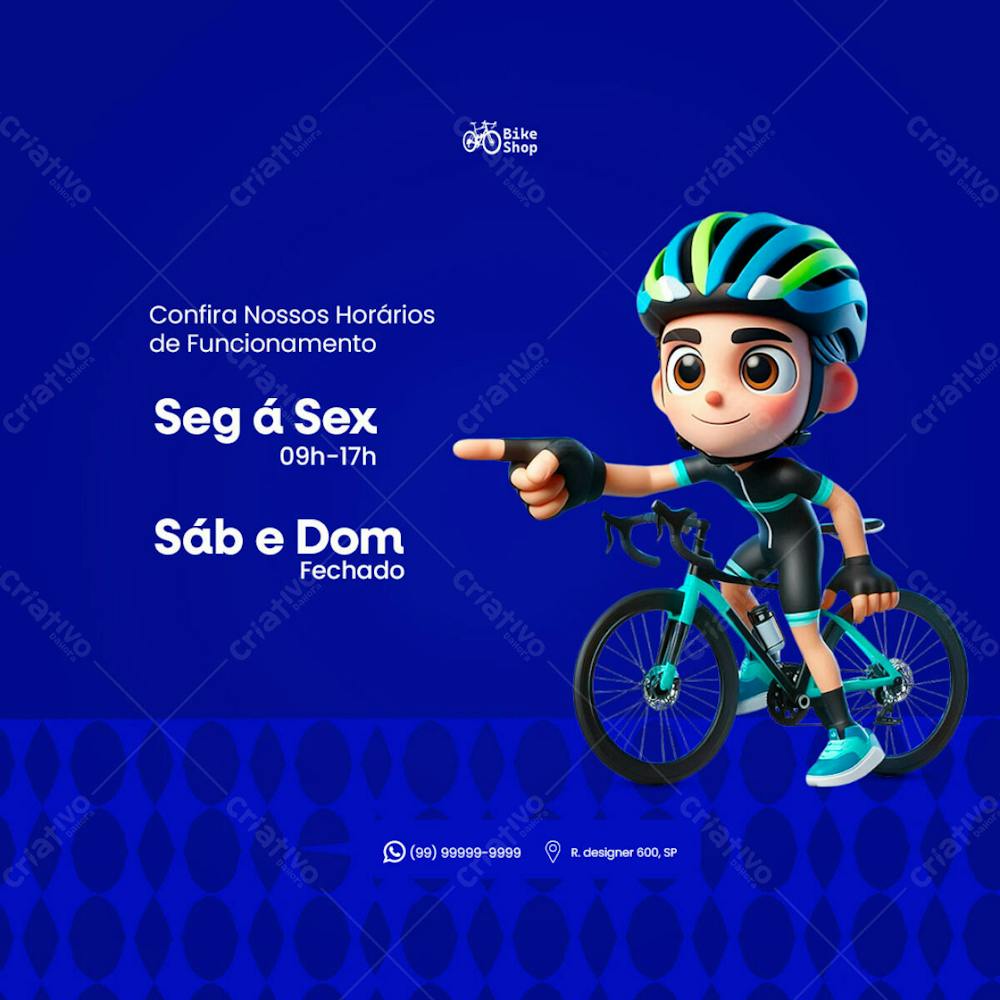 Horário De Funcionamento Psd Editável Bicicletaria