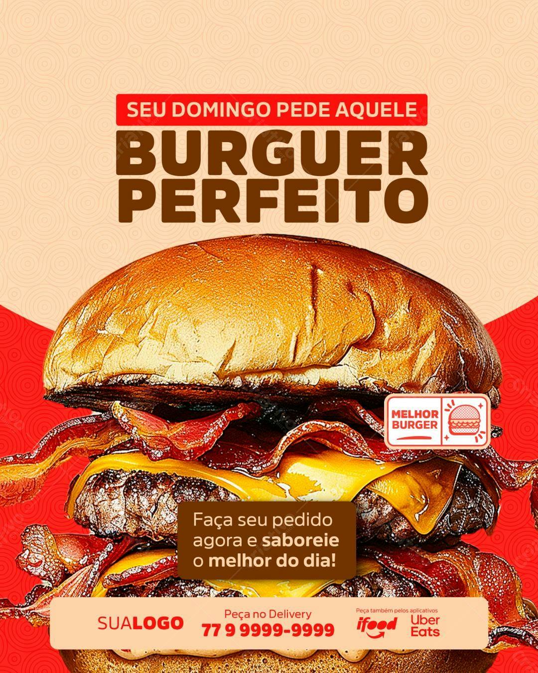 Flyer para Pedido de Hambúrguer Dominical PSD Editável