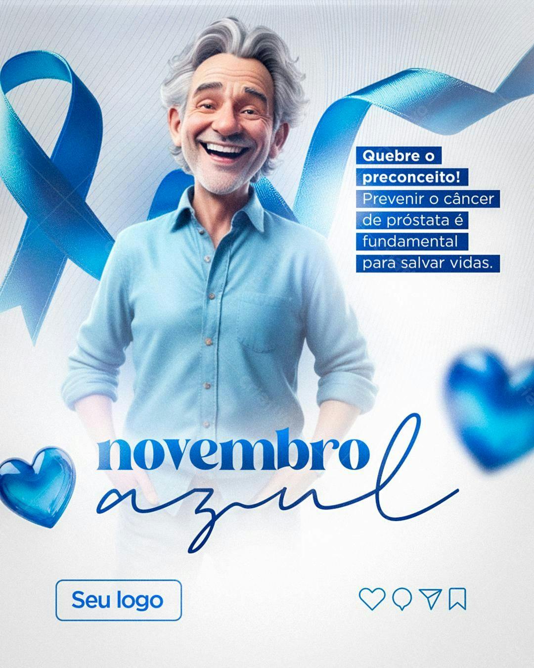 PSD Novembro Azul para Campanhas de Saúde Masculina Editável