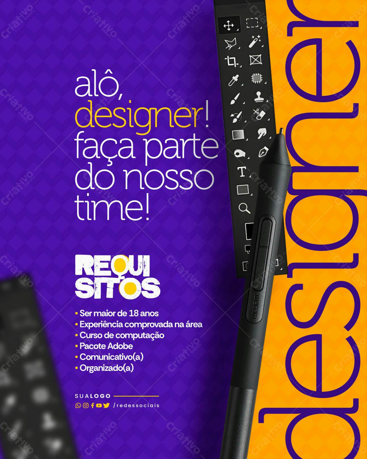 Flyer de Recrutamento para Designers PSD Editável