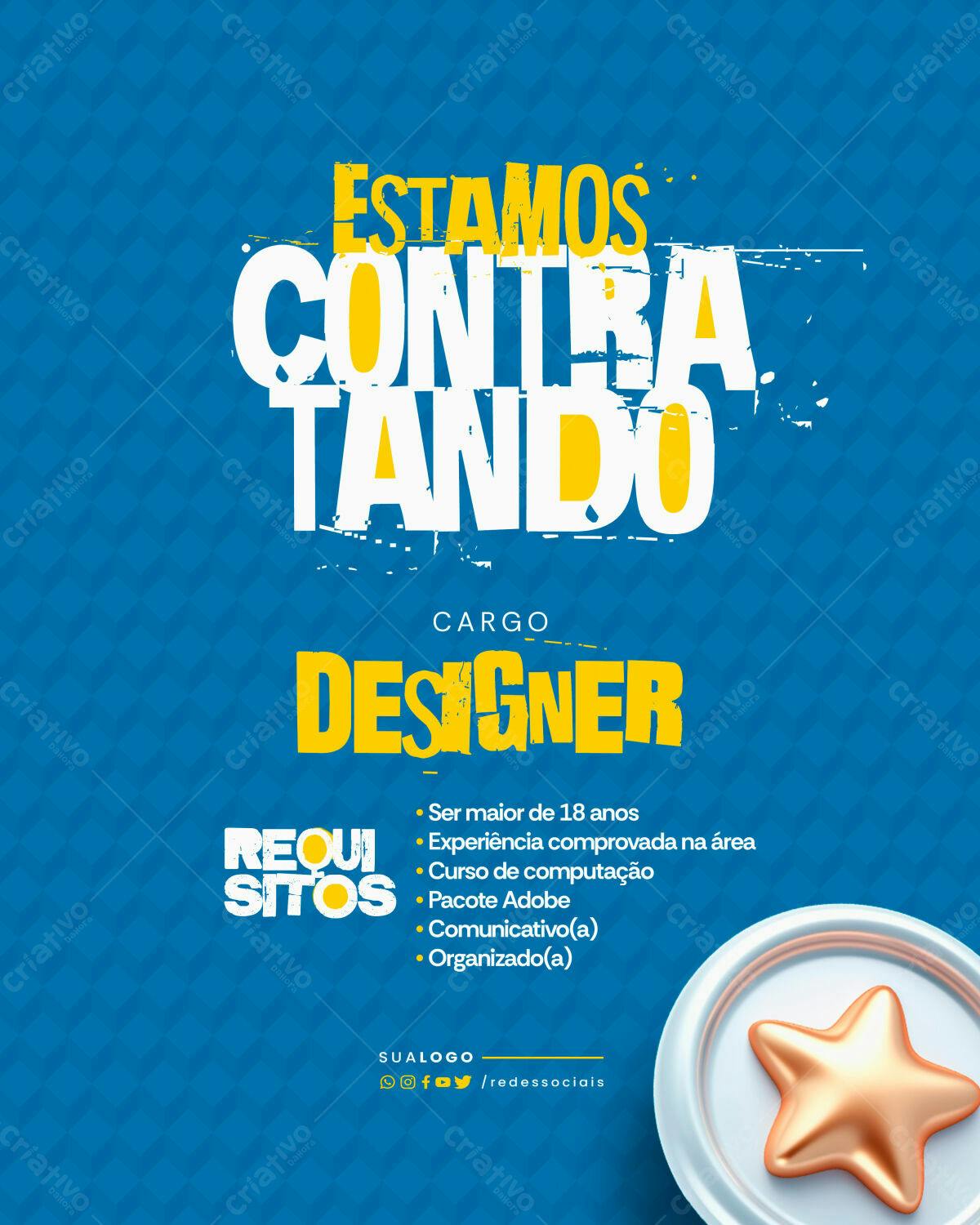 Flyer Vagas Designer PSD Editável