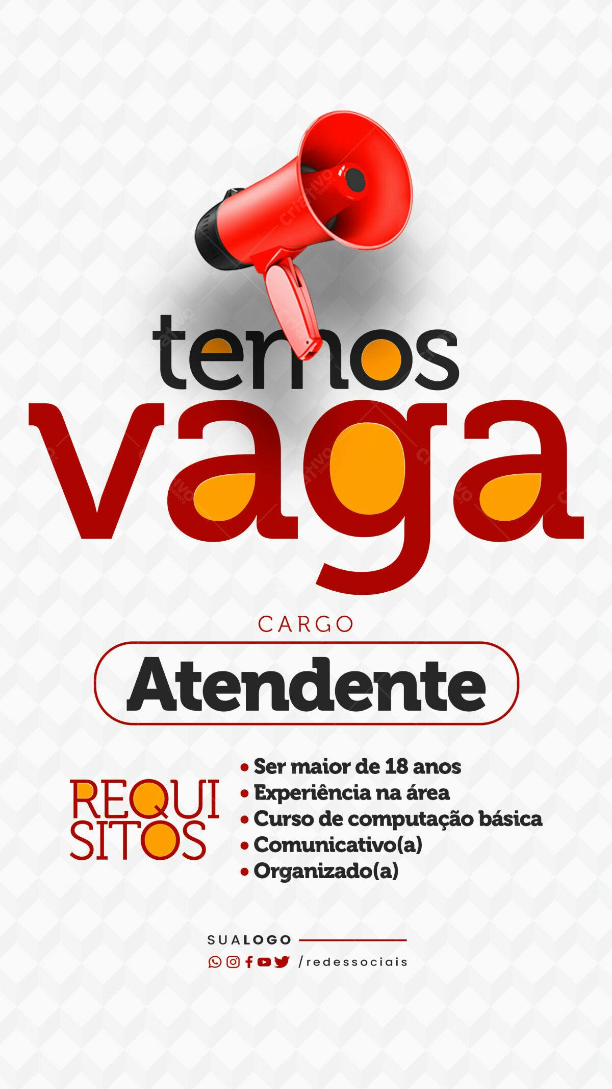 Flyer Vaga Atendente PSD Editável
