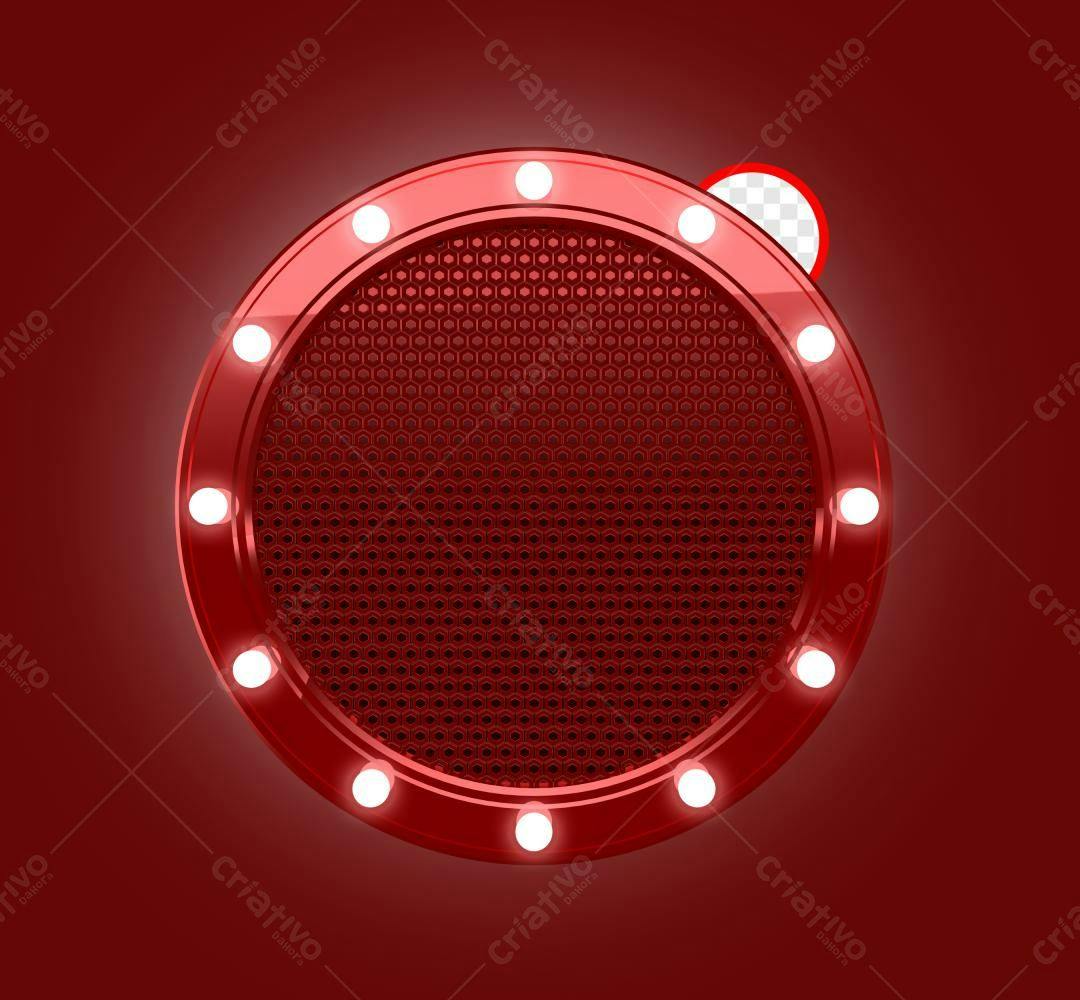 Selo 3D de Destaque Vermelho Metalizado