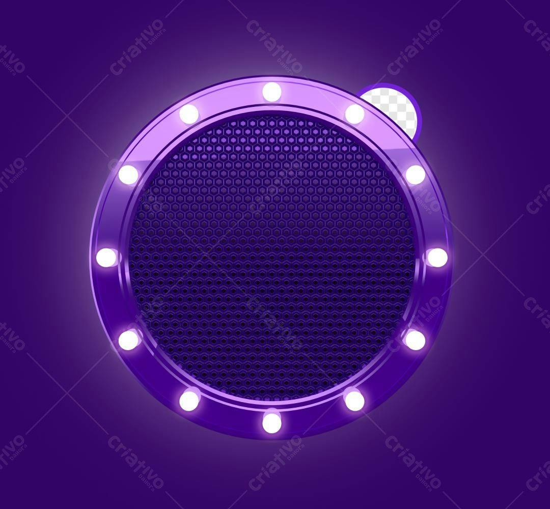 Selo 3D decorativo roxo com luzes