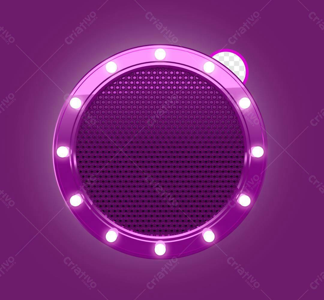 Selo 3D decorativo roxo com luzes