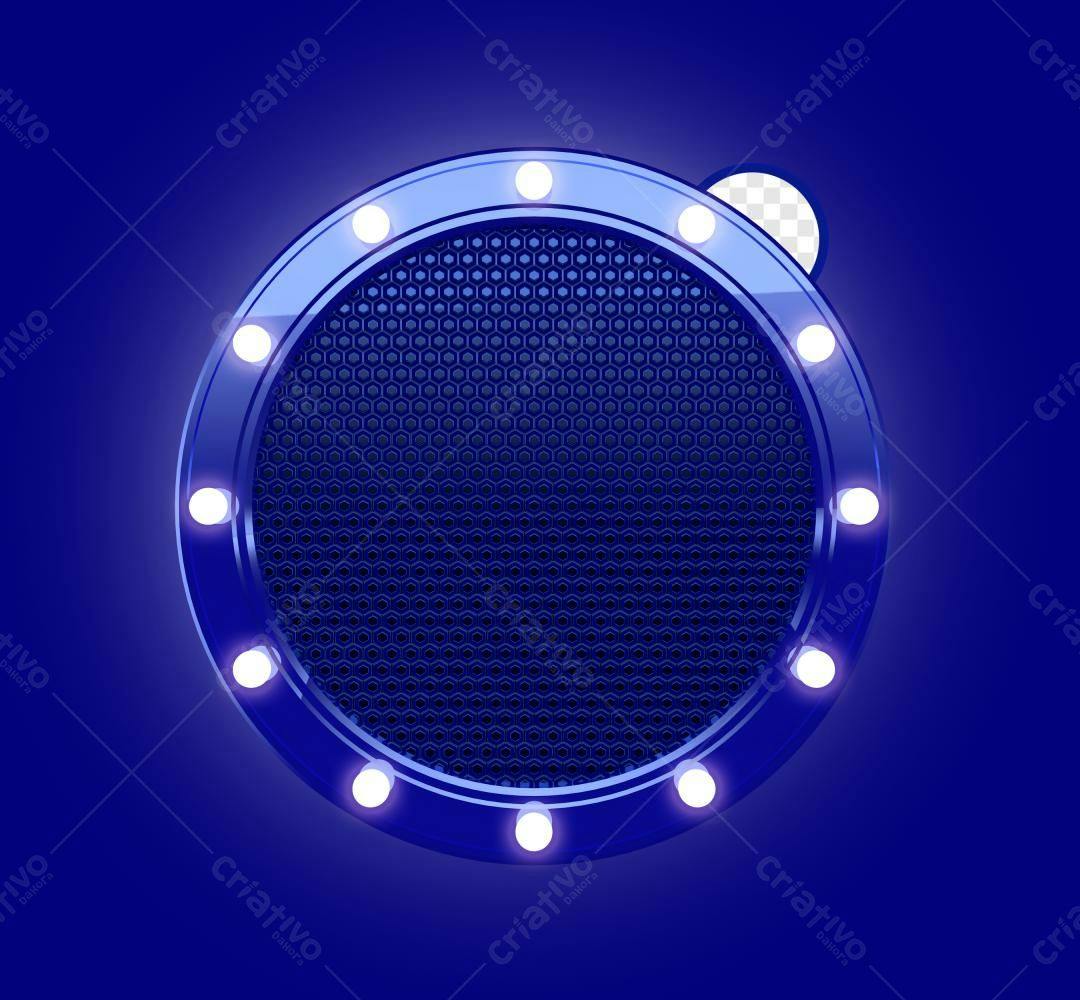 Selo 3D de destaque circular azul metálico