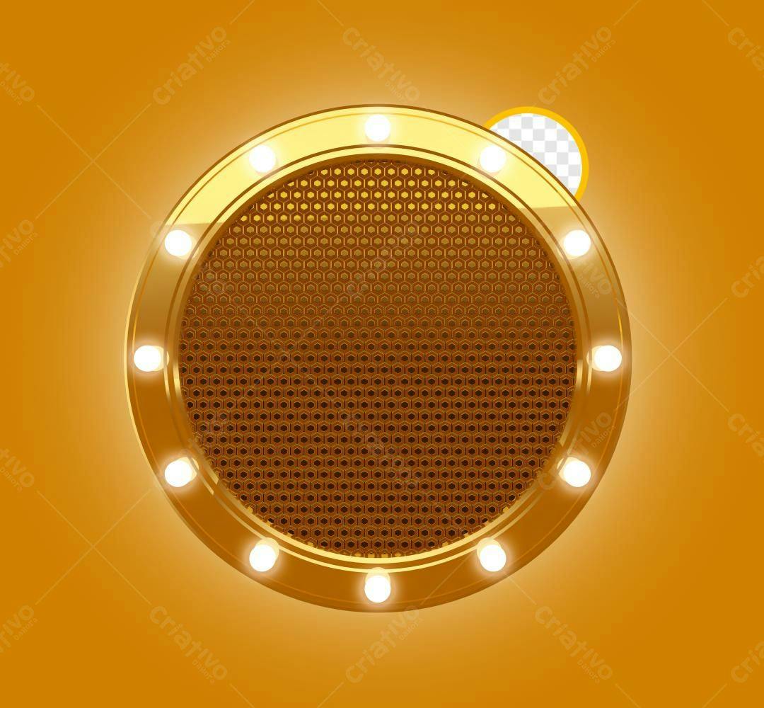 Selo 3D premiação dourado metalizado circular