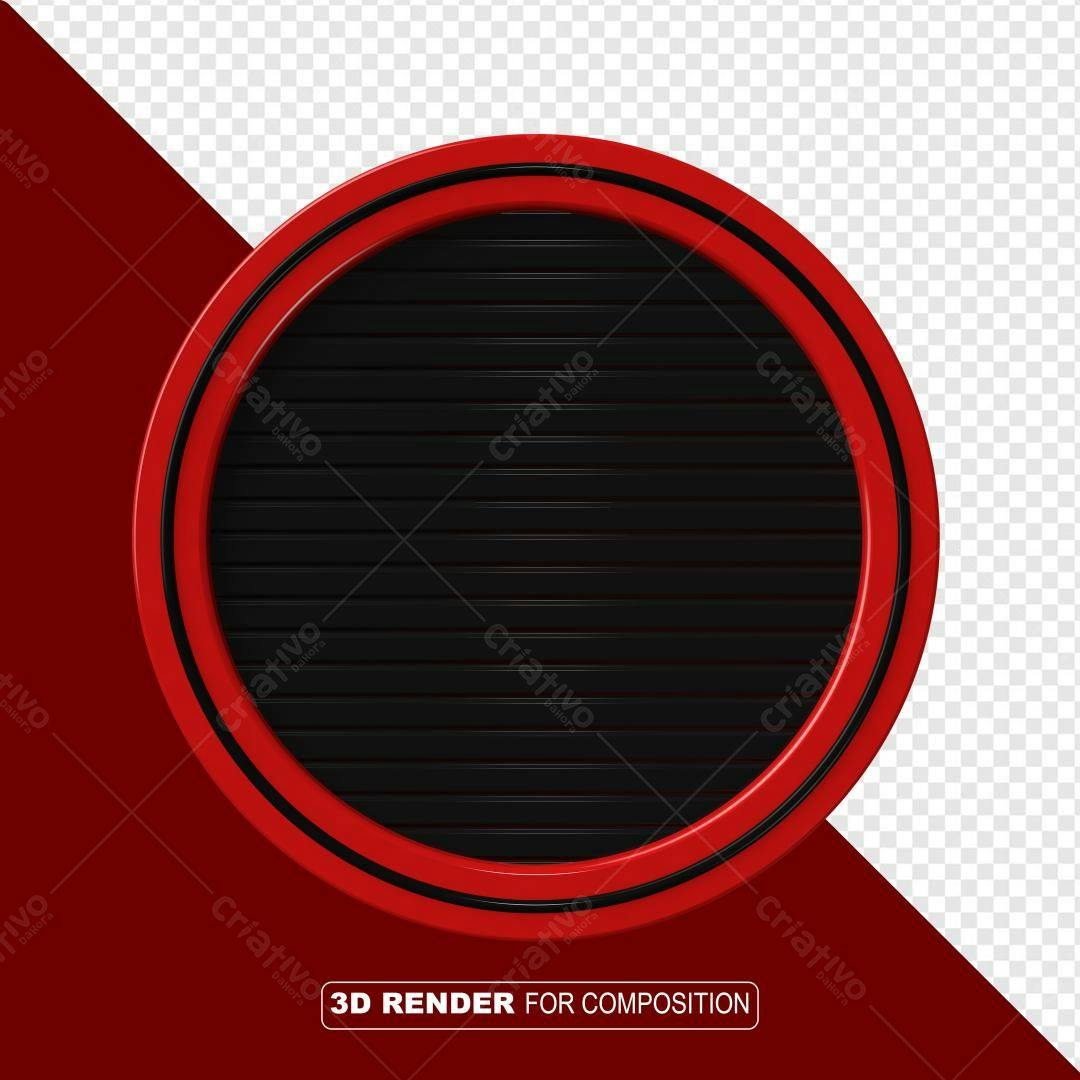 Selo 3D decorativo vermelho e preto circular