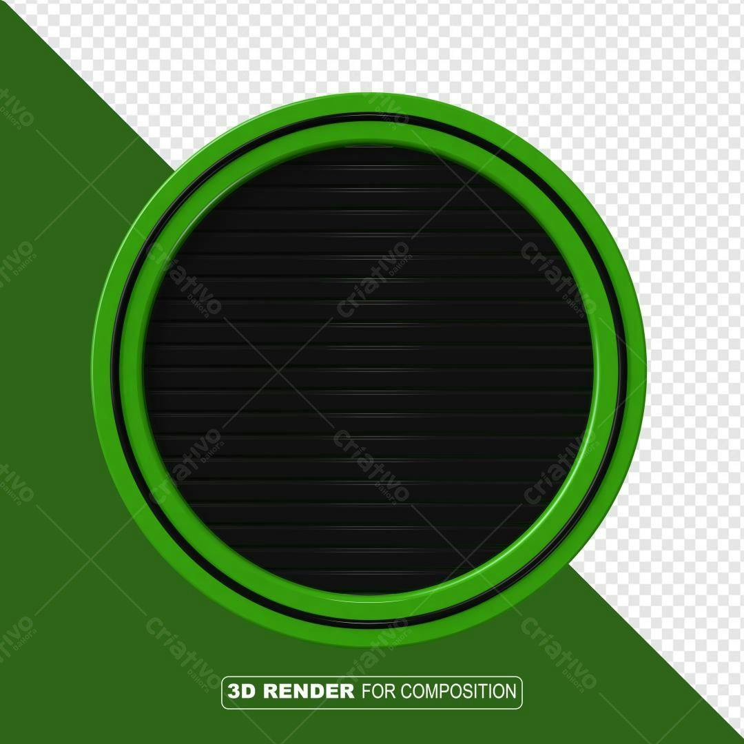 Selo 3D decorativo verde e preto circular