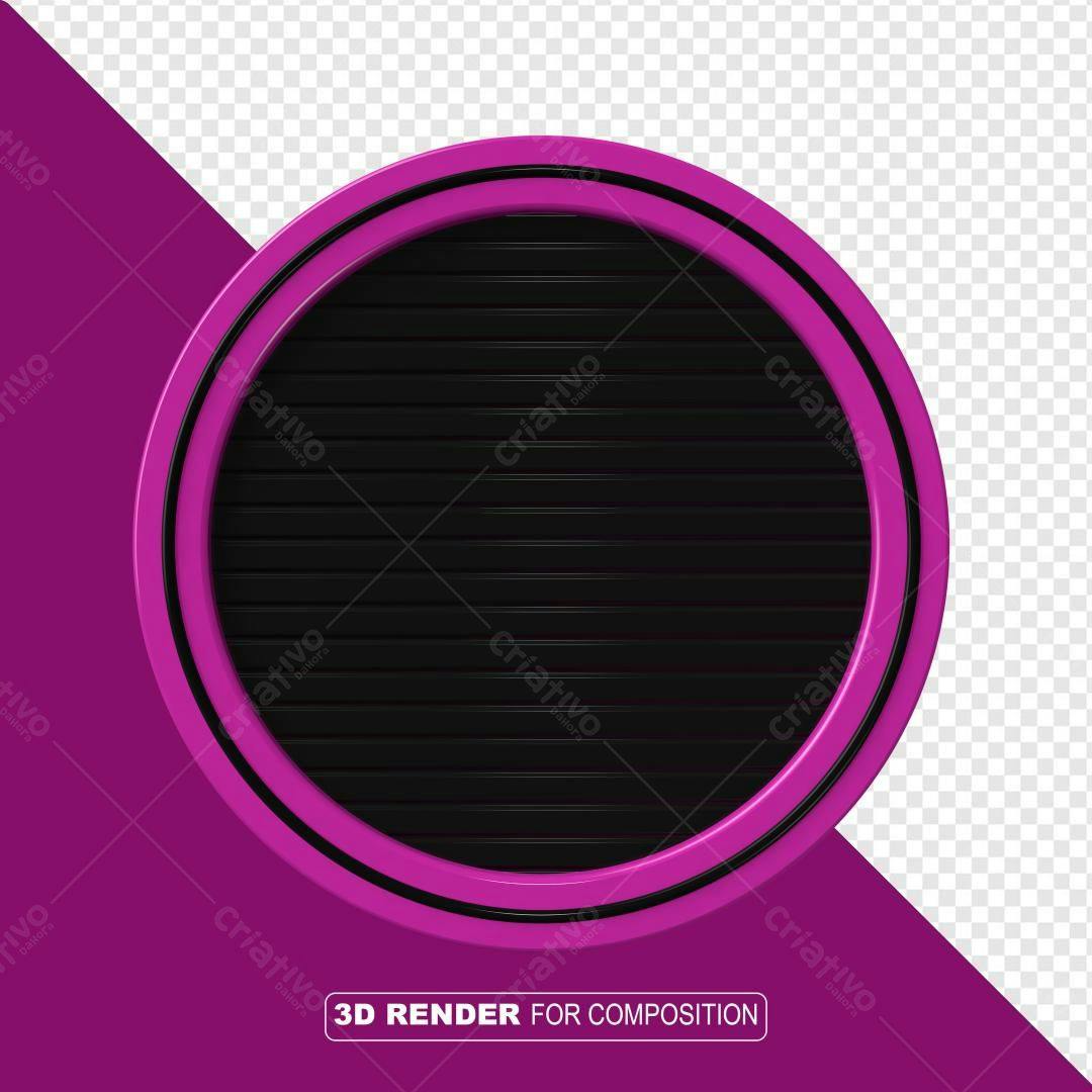 Selo 3D decorativo circular magenta e preto