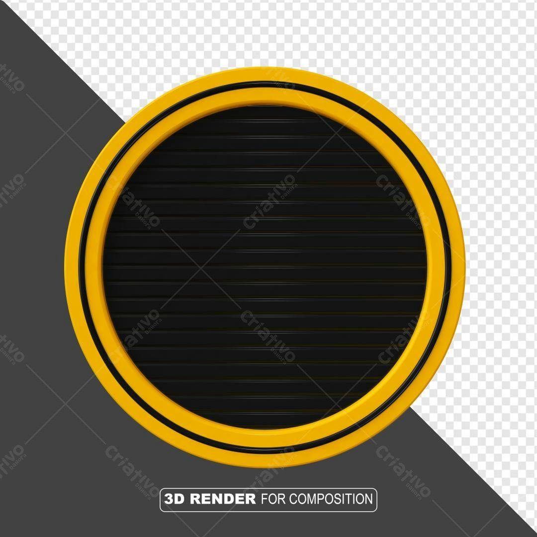 Selo 3D decorativo amarelo e preto