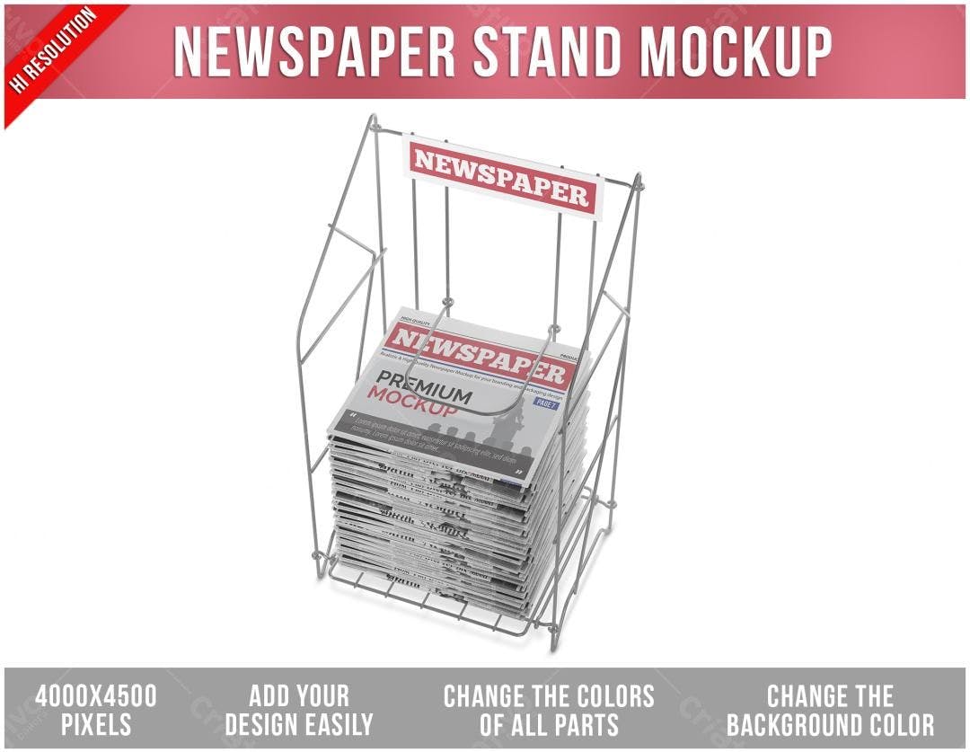 Mockup Realista de Bancada para Jornais: Design Moderno
