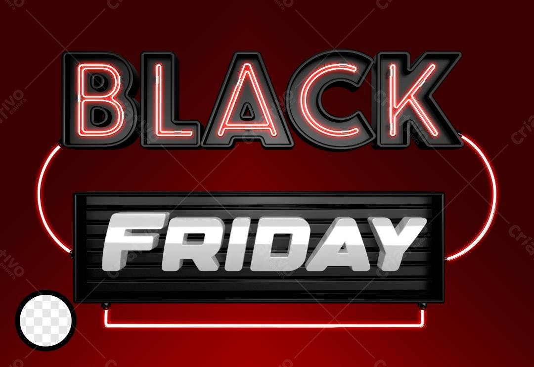 Selo 3D Black Friday Neon Preto e Vermelho