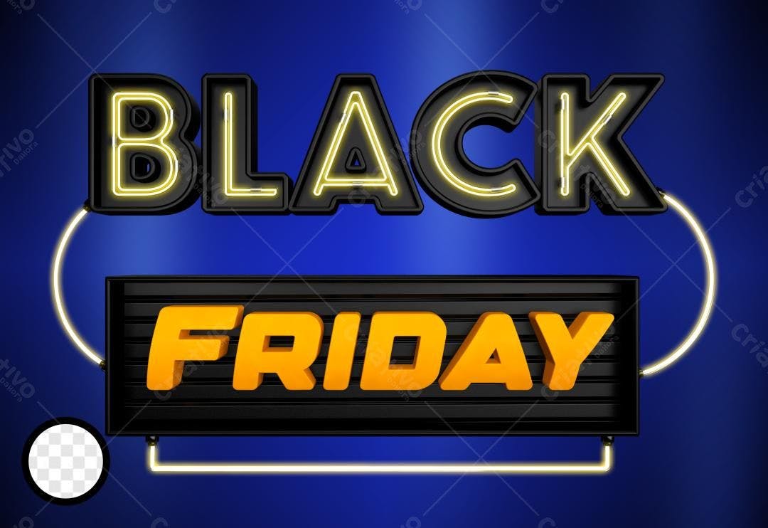 Selo 3D promocional Black Friday amarelo e preto