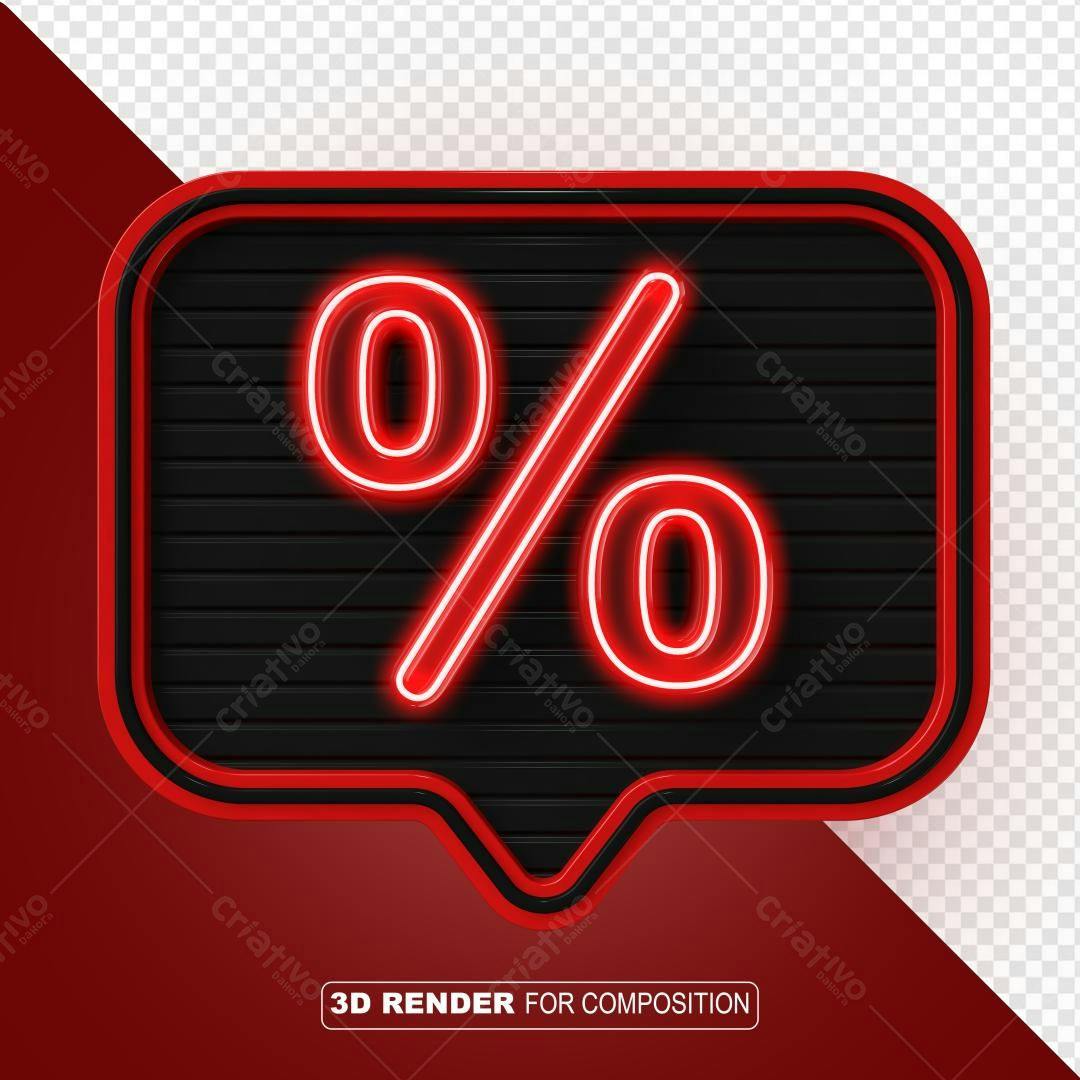 Selo 3D promocional neon vermelho e preto