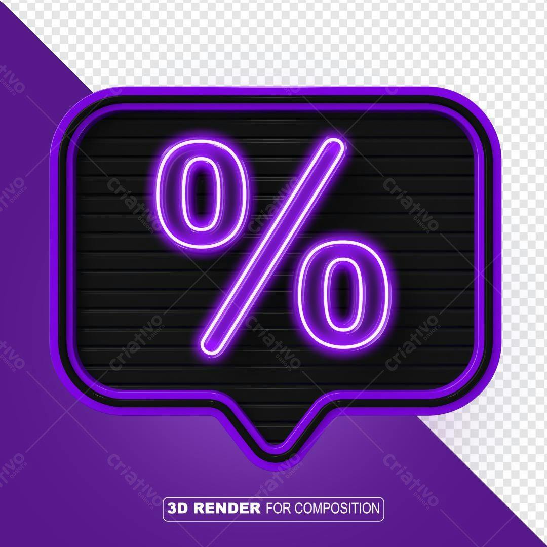 Selo 3D promocional neon roxo e preto