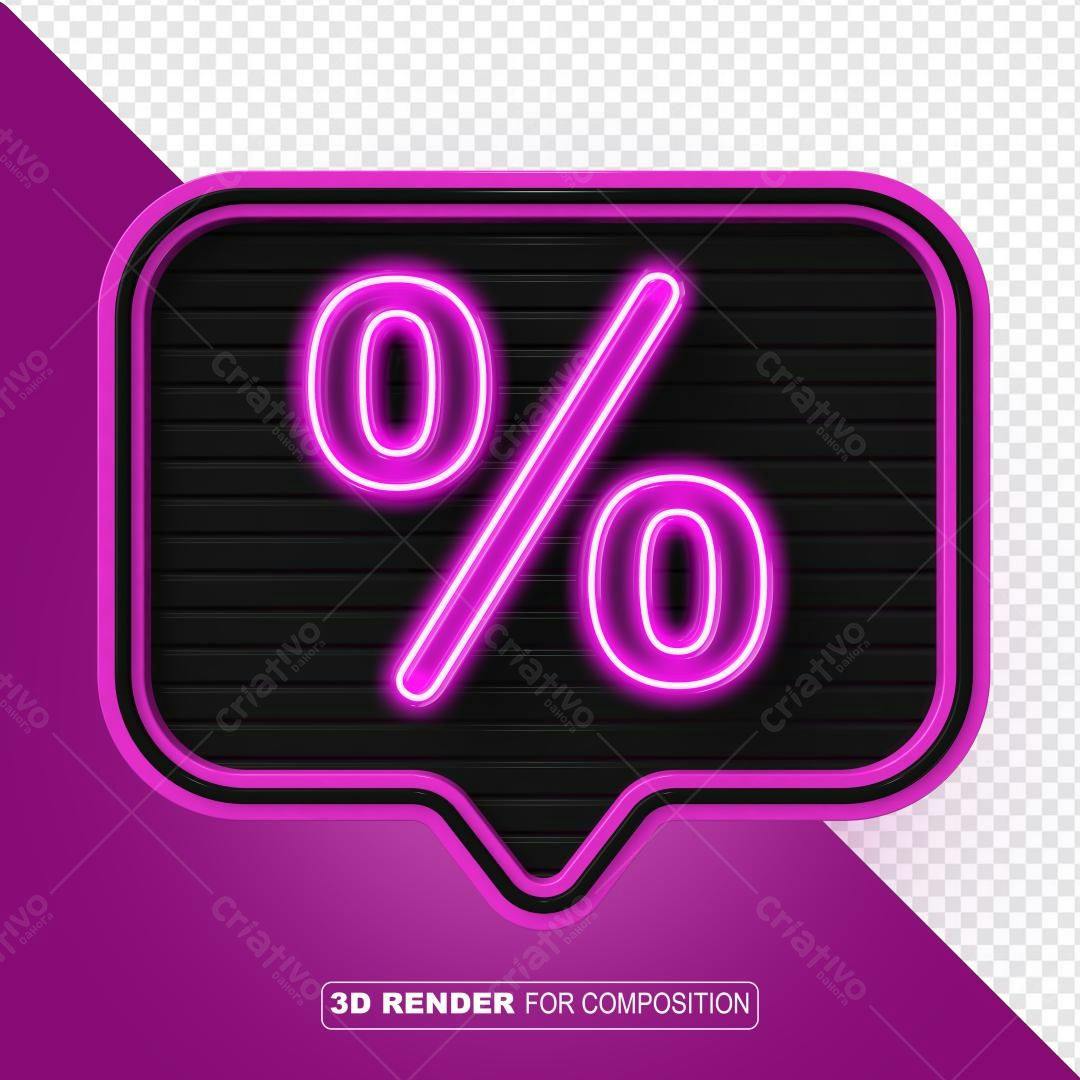 Selo 3D promocional neon roxo e preto