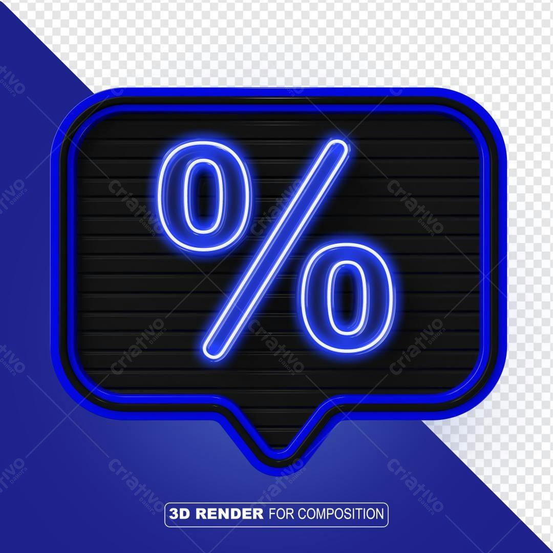 Selo 3D promocional neon azul e preto