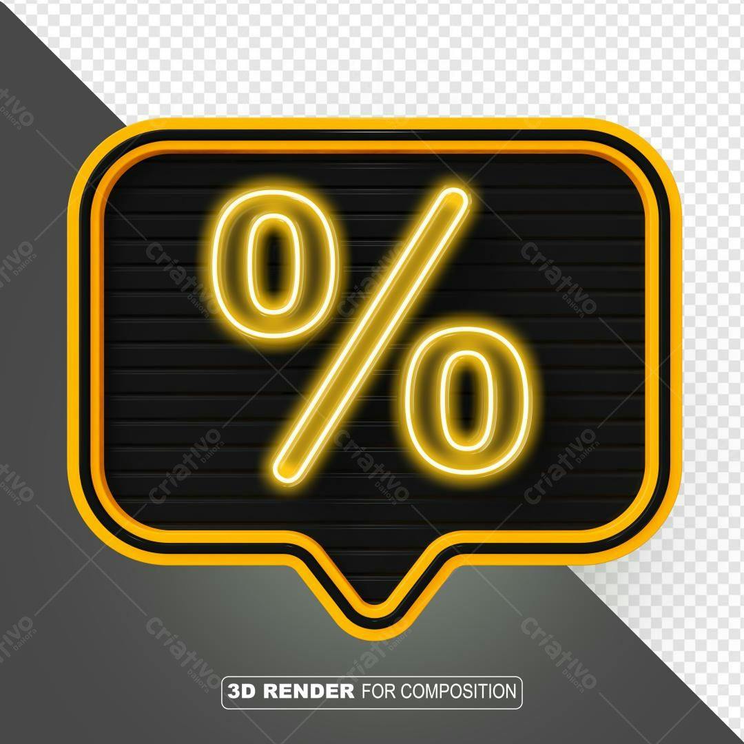 Selo 3D promocional neon amarelo e preto