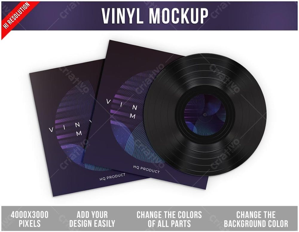 Disco De Vinil Com Capa Mockup