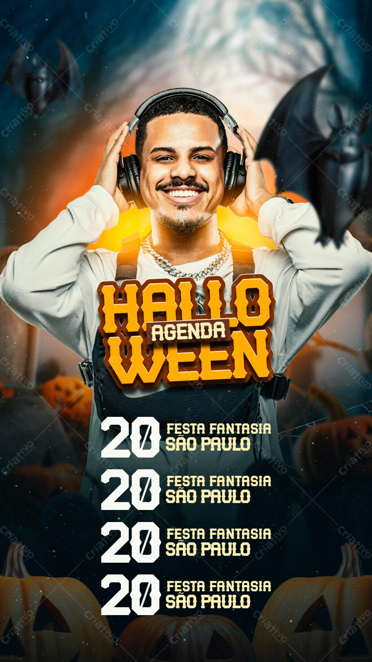 Flyer para Festa de Halloween em São Paulo PSD Editável