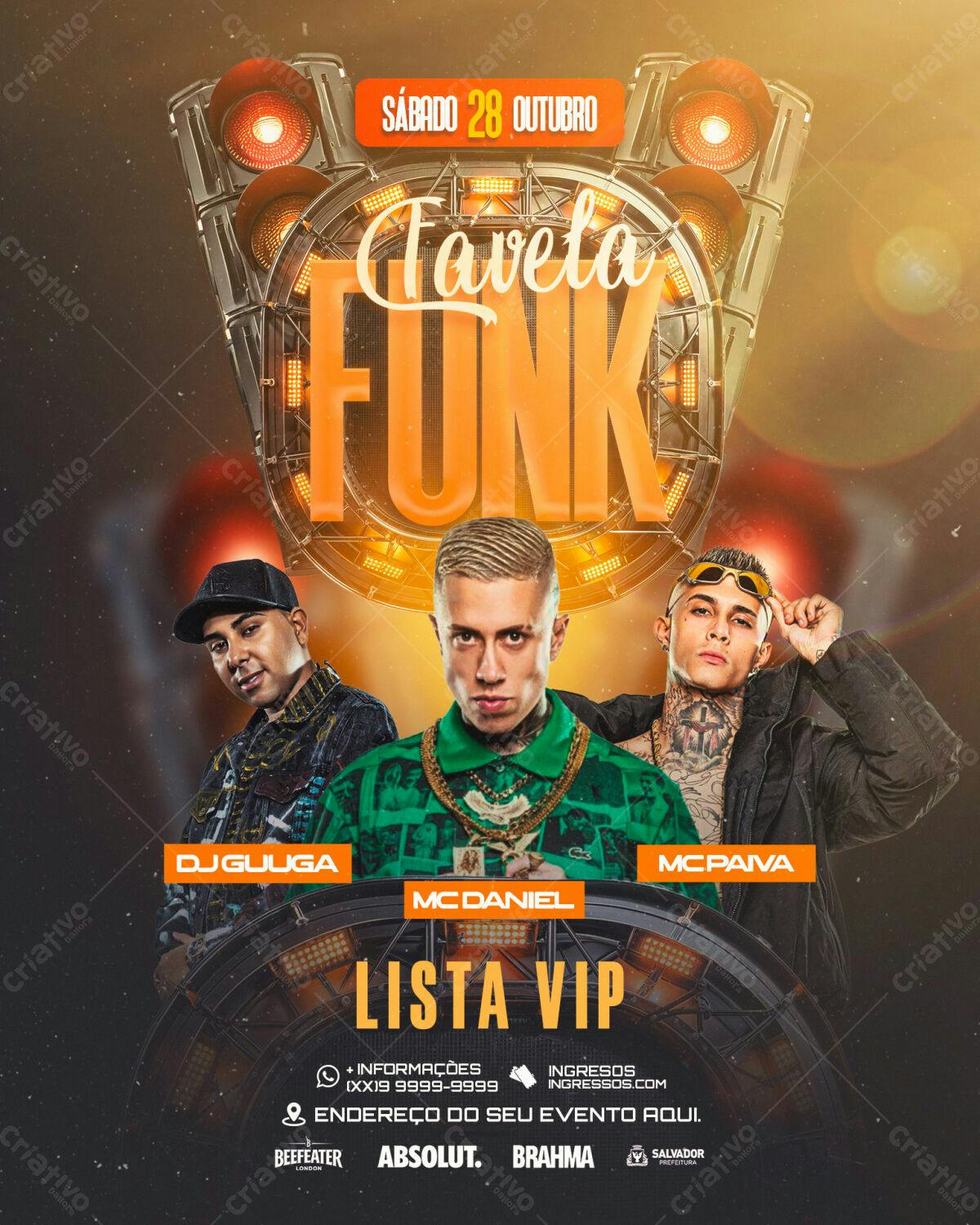 Flyer Festa Favela Funk PSD Editável