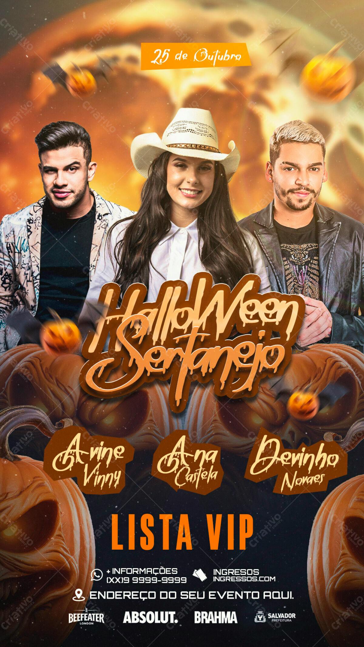 Flyer Halloween Sertanejo PSD Editável