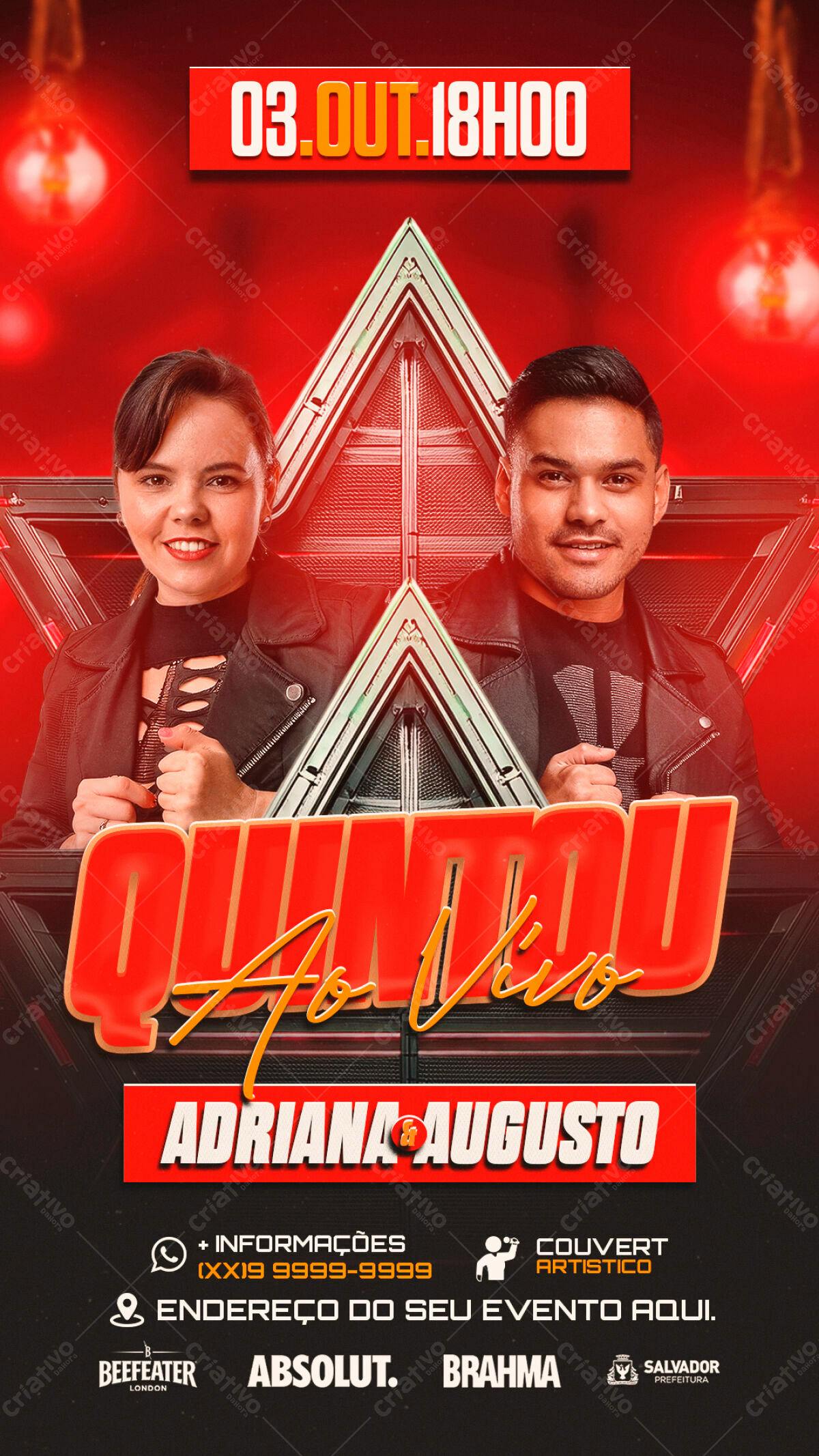 Flyer Show Musical Adriana e Augusto PSD Editável