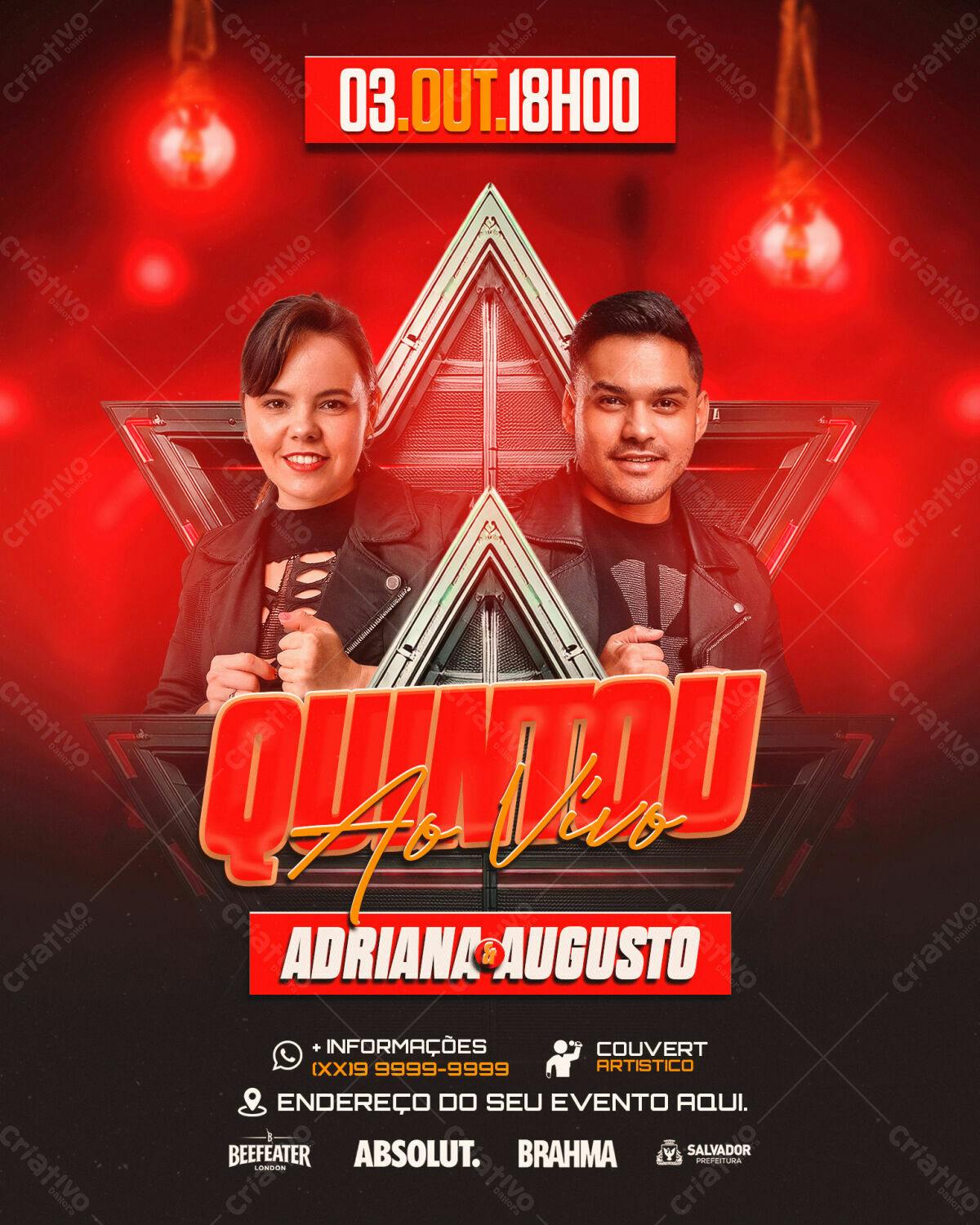 Flyer Show Musical Adriana e Augusto PSD Editável