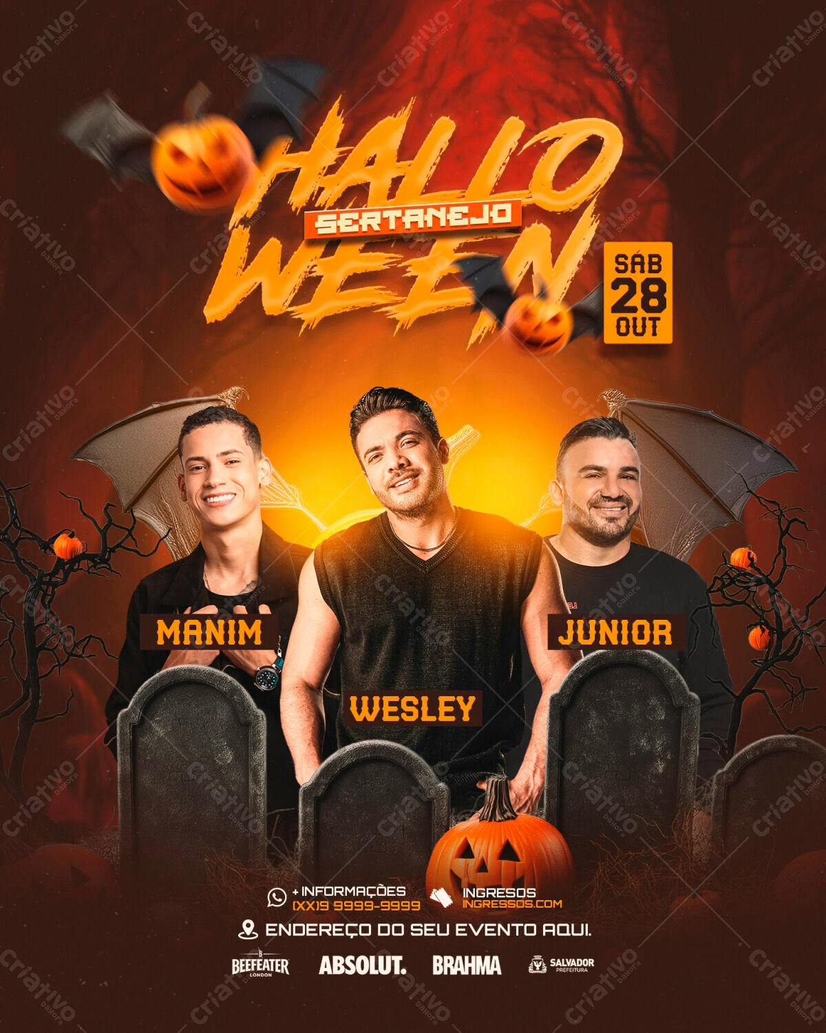 Flyer Halloween Sertanejo PSD Editável