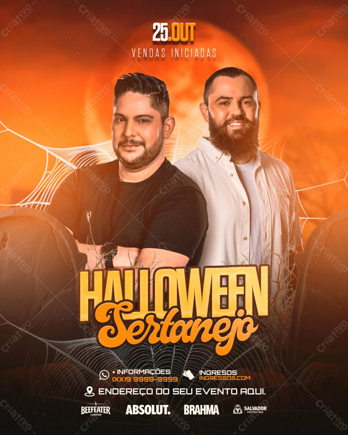 Flyer Halloween Sertanejo PSD Editável