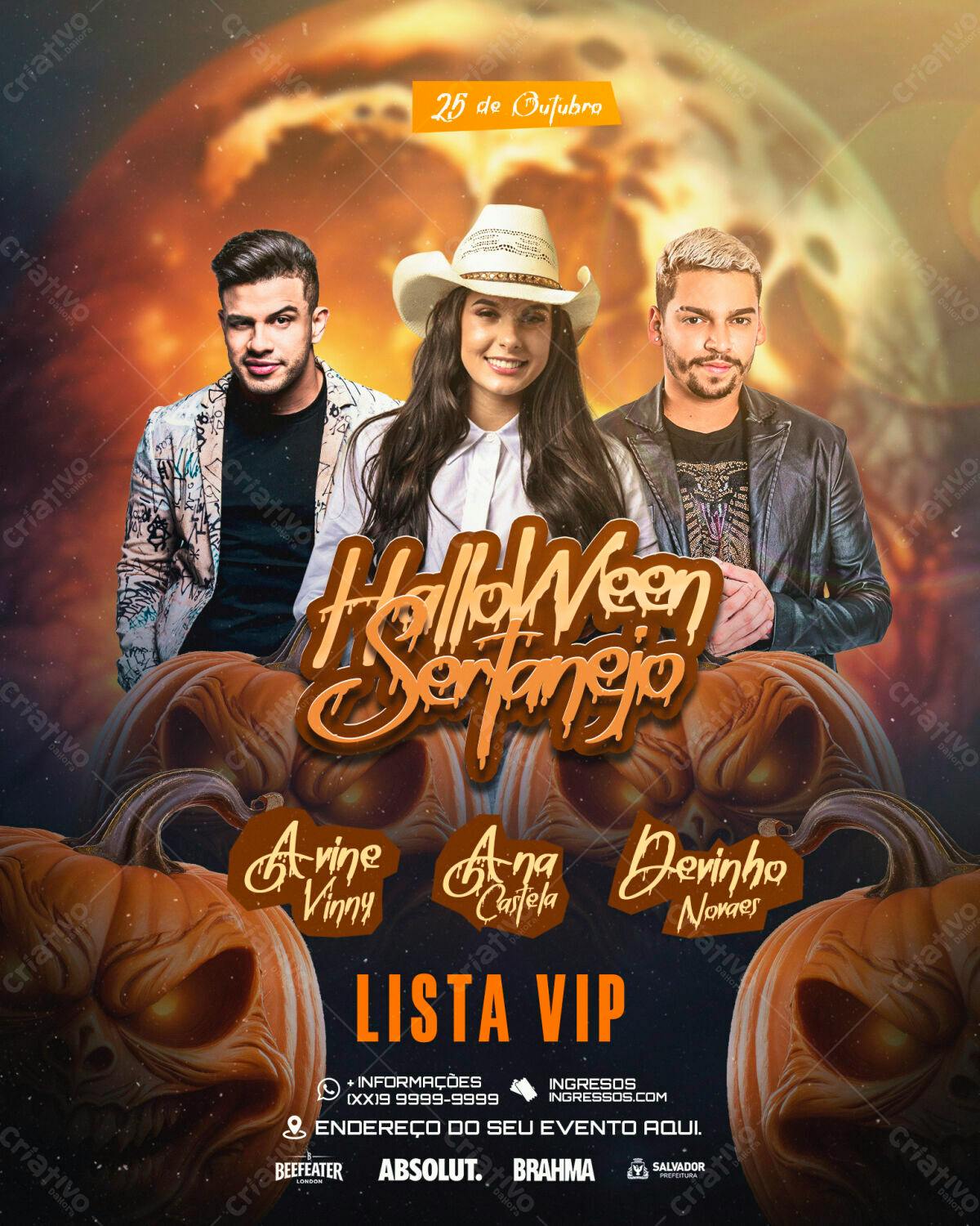 Flyer Halloween Sertanejo PSD Editável