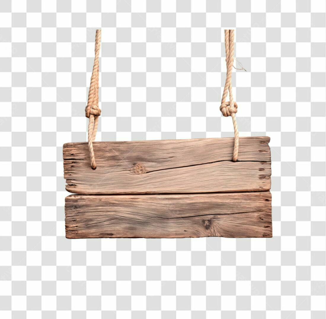 Placa de madeira rústica PNG com fundo transparente
