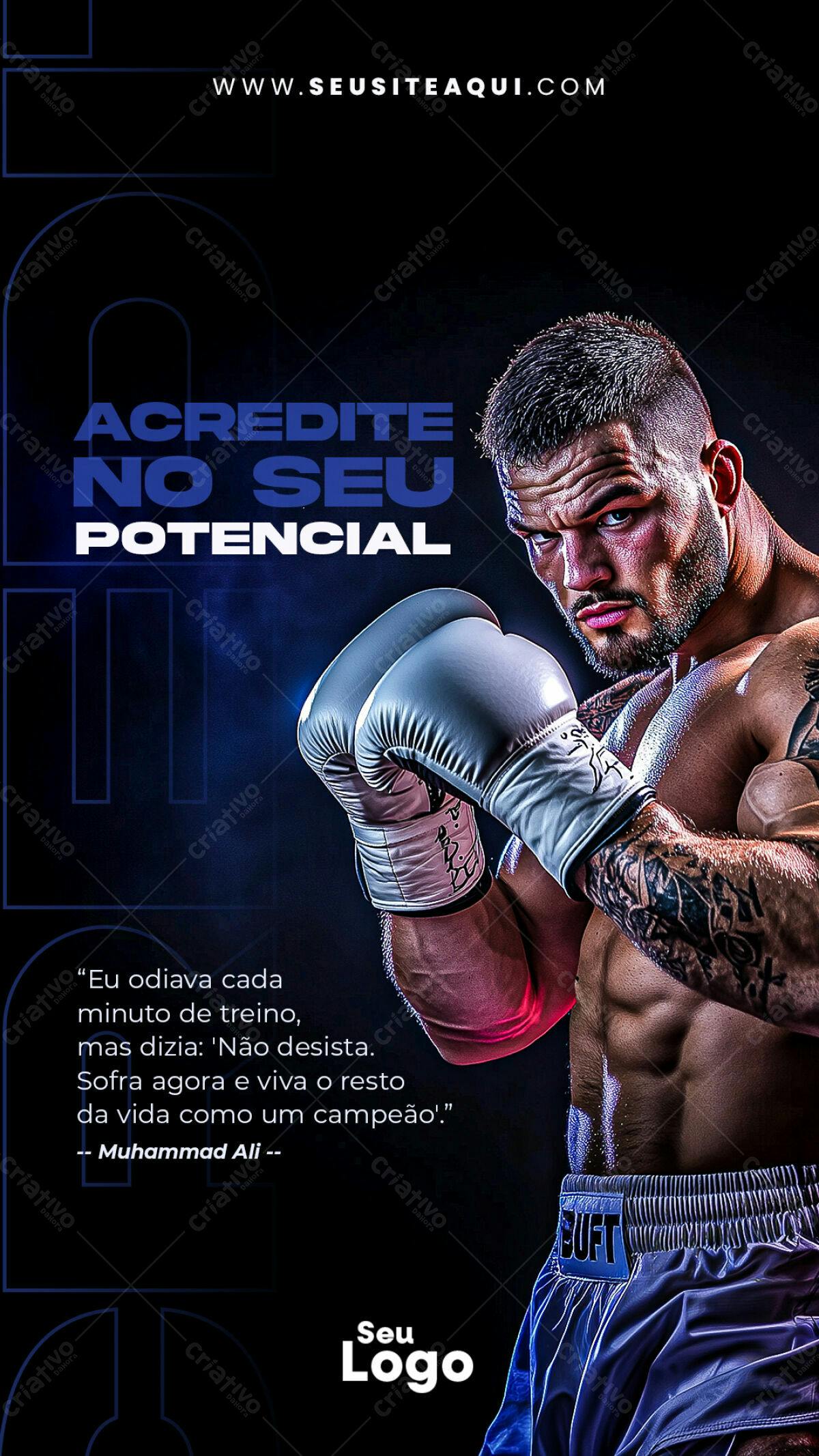 Flyer Motivacional Boxe PSD Editável