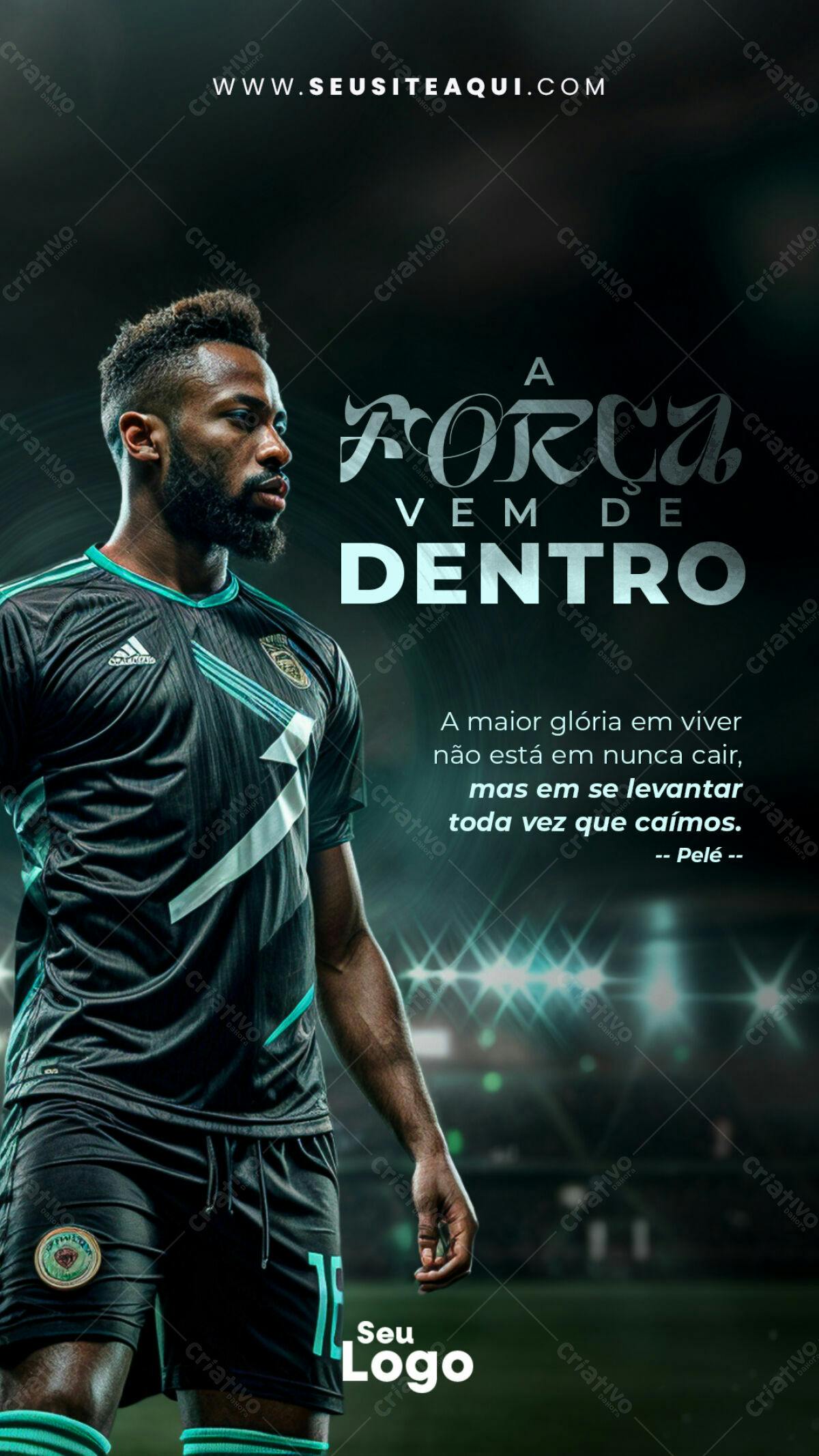 Post para Instagram Motivacional com Jogador de Futebol PSD Editável