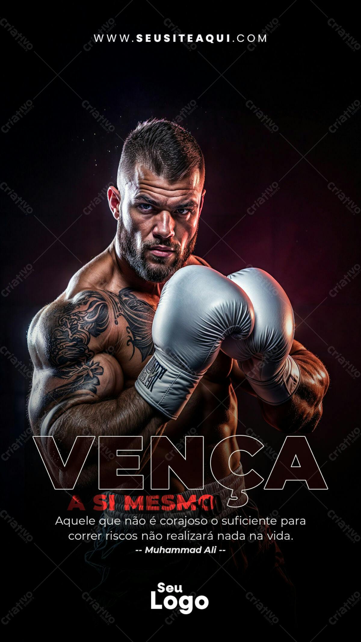 Poster Motivacional Boxe PSD Editável