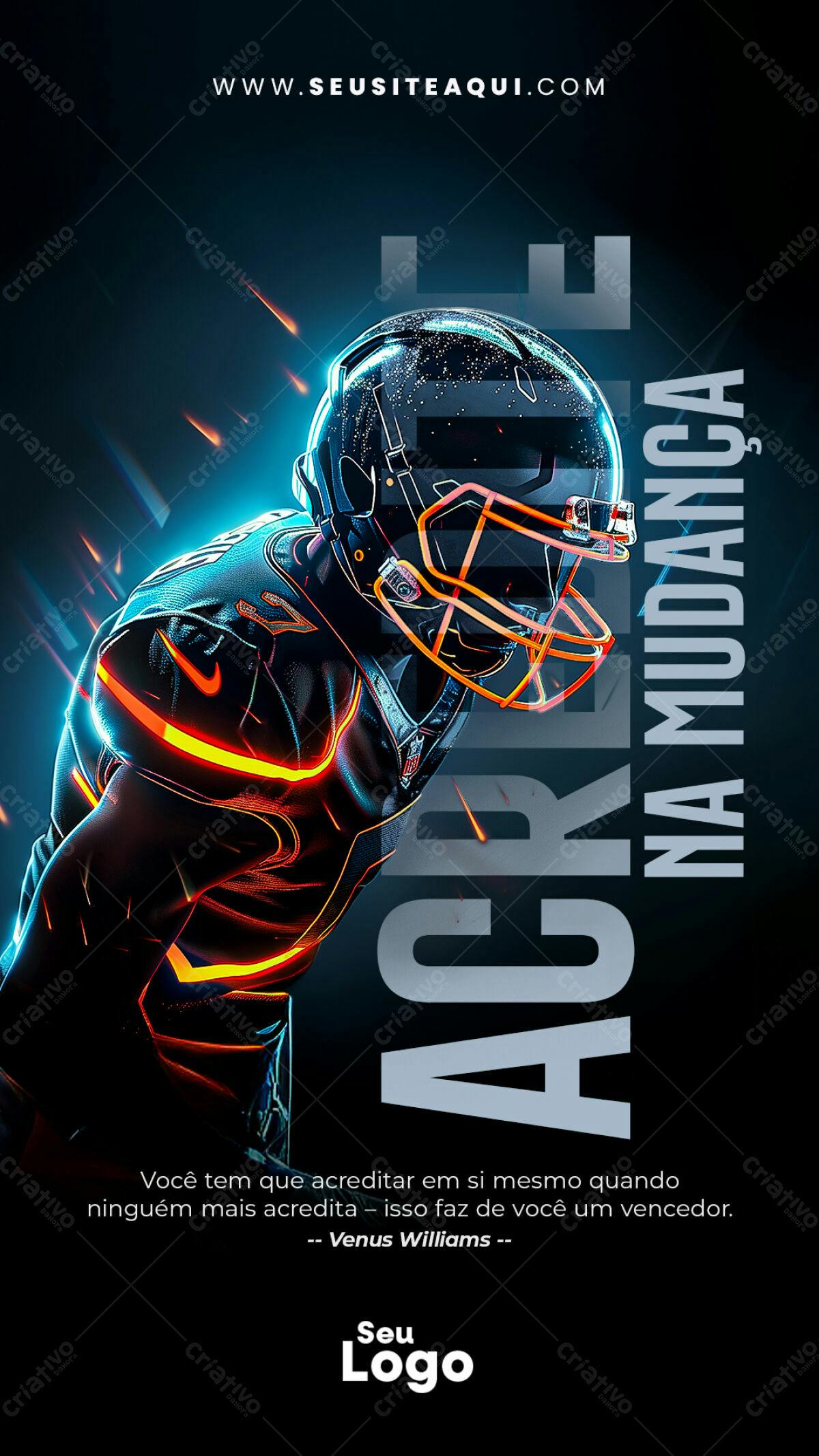 Poster Motivacional Esporte Americano PSD Editável