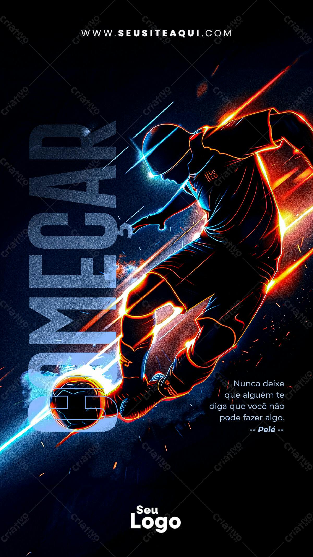 Flyer Futebol com efeitos Neon PSD Editável