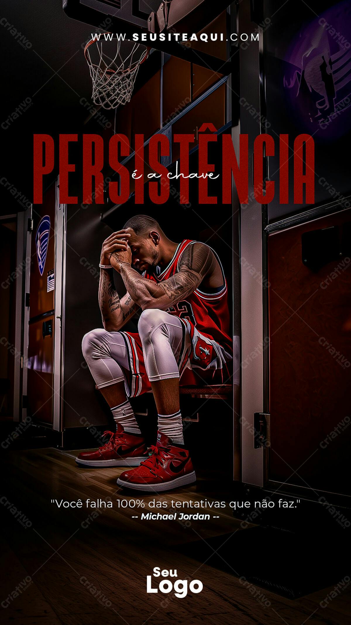 Poster Motivacional Basquete PSD Editável