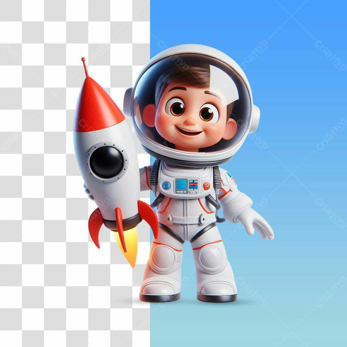 Personagem Astronauta Infantil PSD Editável