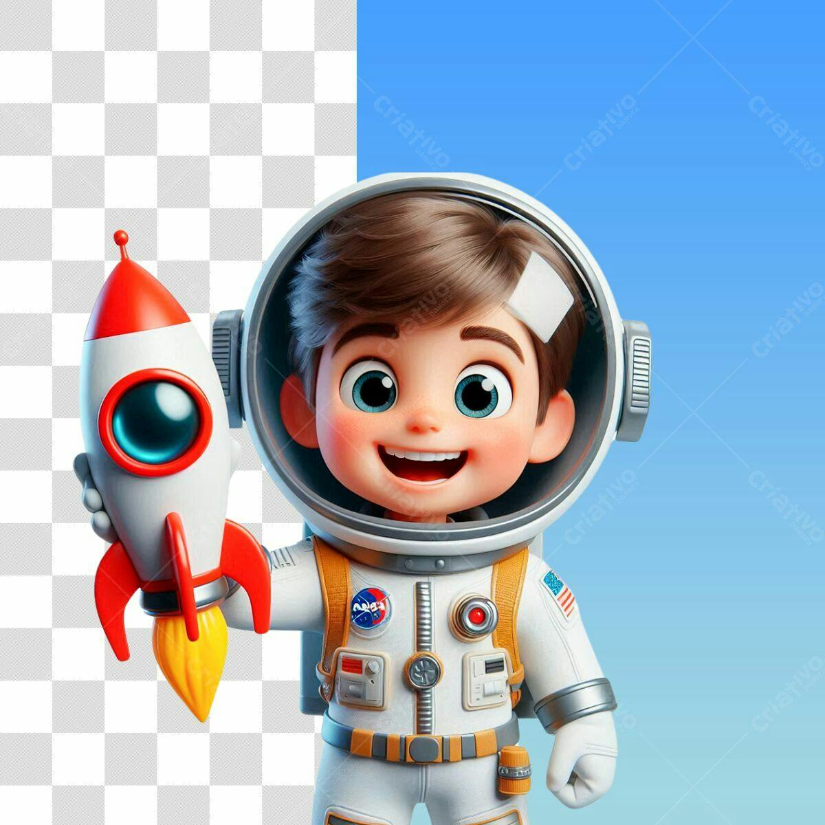 Personagem Astronauta Infantil PSD Editável