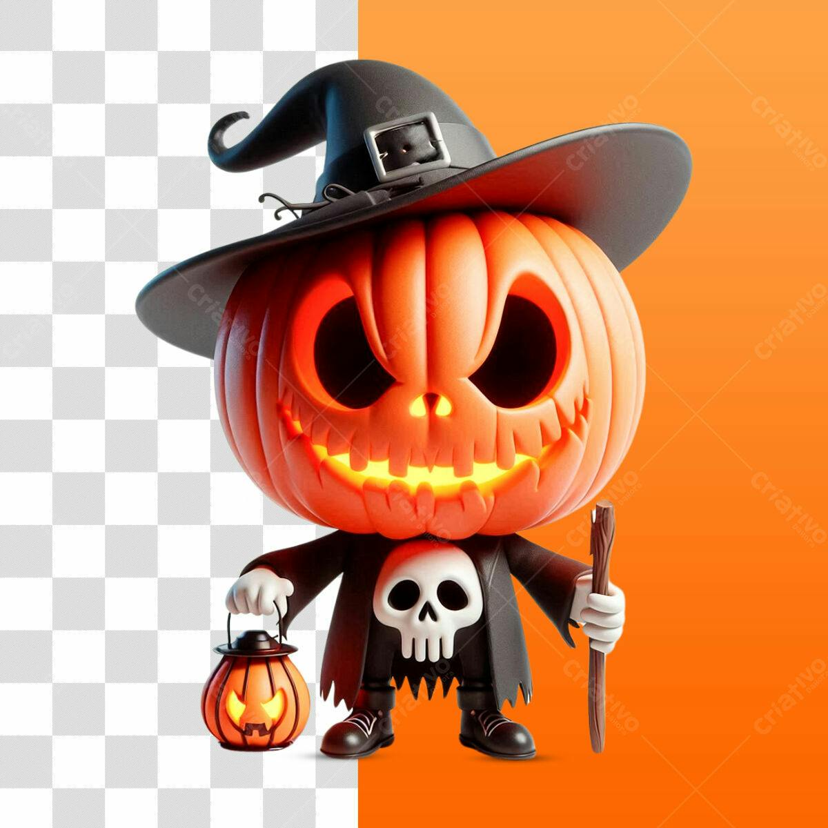 Personagem Abóbora Halloween PSD Editável