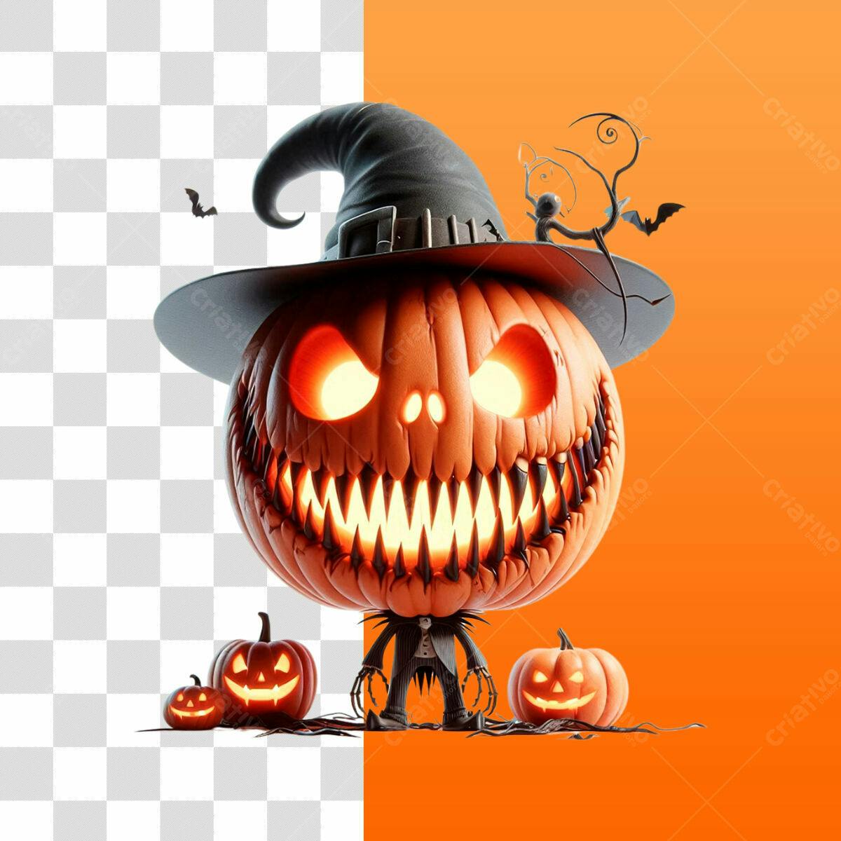 Arte Halloween Abóbora PSD Editável