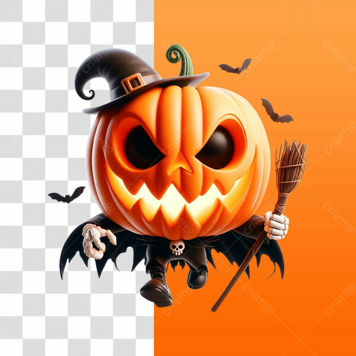 Design de Halloween Abóbora Maligna PSD Editável