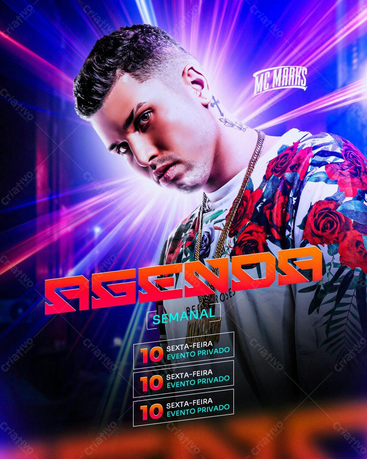 Flyer para Evento Privado com MC Marks PSD Editável